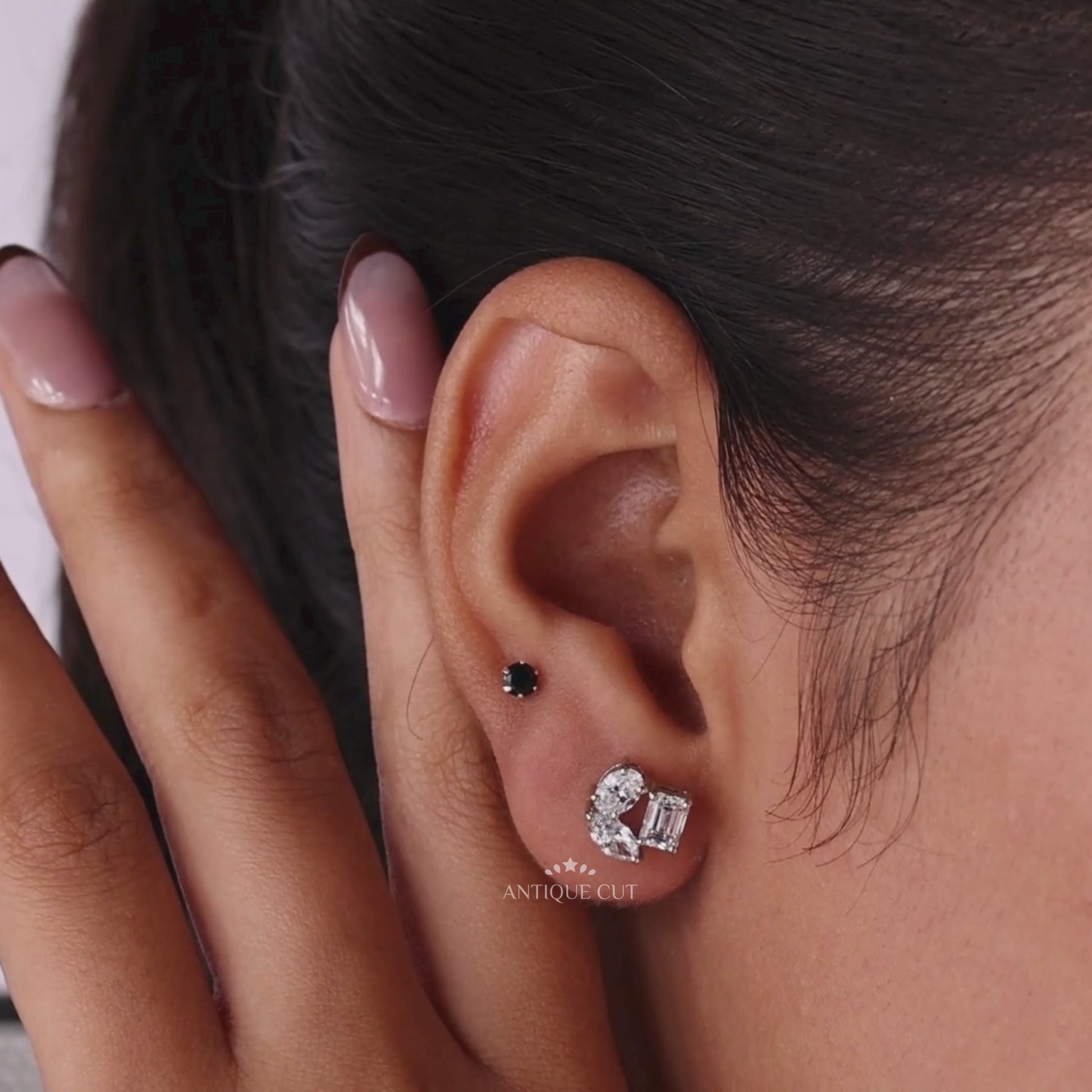 Antiquecut lab grown diamond earrings design
