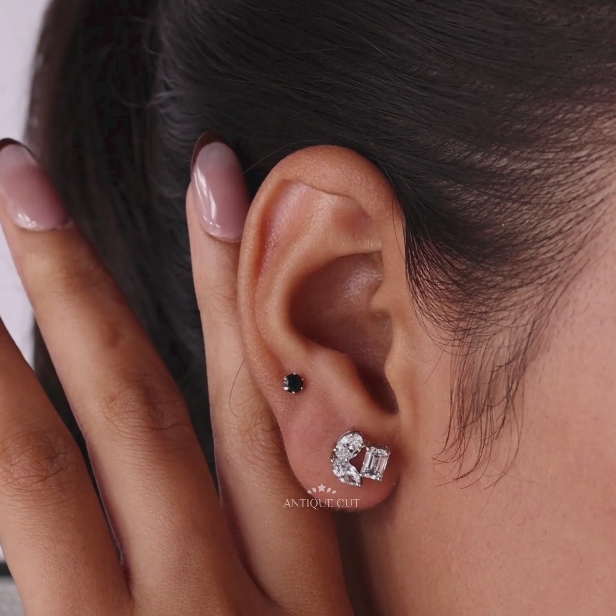 Antiquecut lab grown diamond earrings design