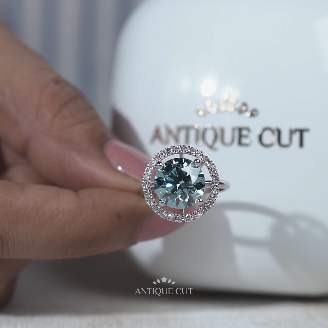 White Gold Fancy Blue Diamond Engagement Ring
