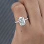 Lab Grown Hidden Halo Radiant Diamond Engagement Ring with Pave Band
