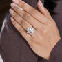 White gold old mine elongated cushion halo engagement ring