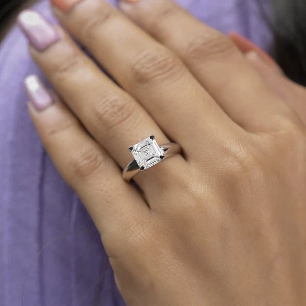 White gold Asscher diamond solitaire ring