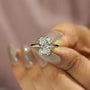 White gold radiant diamond solitaire ring with four prong