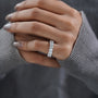 Video showing a white gold lab grown diamonds eternity band with IGI certified diamonds, highlighting the full diamond setting and craftsmanship.
