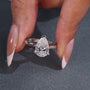 Cathedral hidden halo solitaire engagement ring