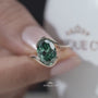 Antiquecut lab grown green oval diamond engagement ring