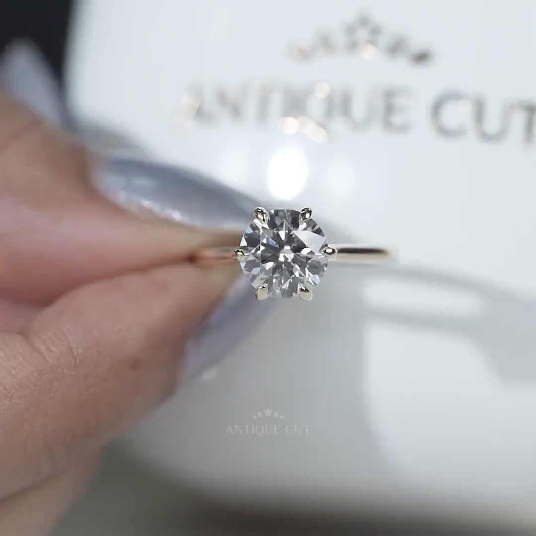 Lab grown round diamond solitaire engagement ring