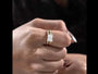 Lab grown east west radiant cut diamond engagement ring