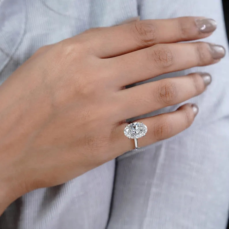 4 prong oval diamond engagement ring white gold
