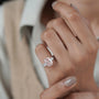 Lab Grown Cushion Cut Pink Diamond Engagement Ring with Pear Side Stones
