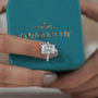 Lab Grown Hidden Halo Radiant Diamond Engagement Ring with Pave Band