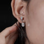White gold oval diamond stud earrings