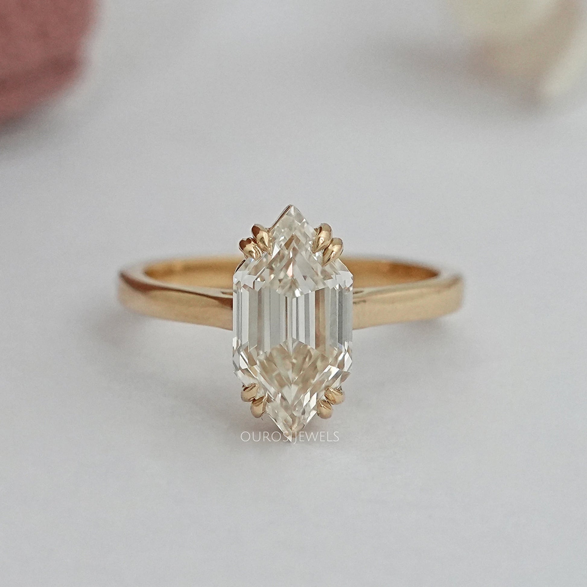 Custom order - 3 carat Hexagon lab grown diamond ring | 14kt yellow gold | 8 US