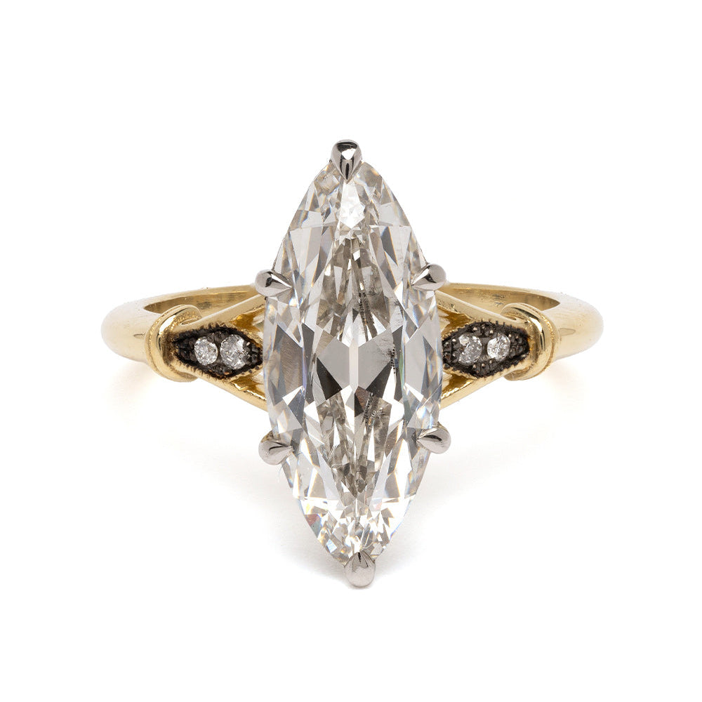 2.5ct Marquise Lab grown Diamond ring, 10kt gold two tone ring