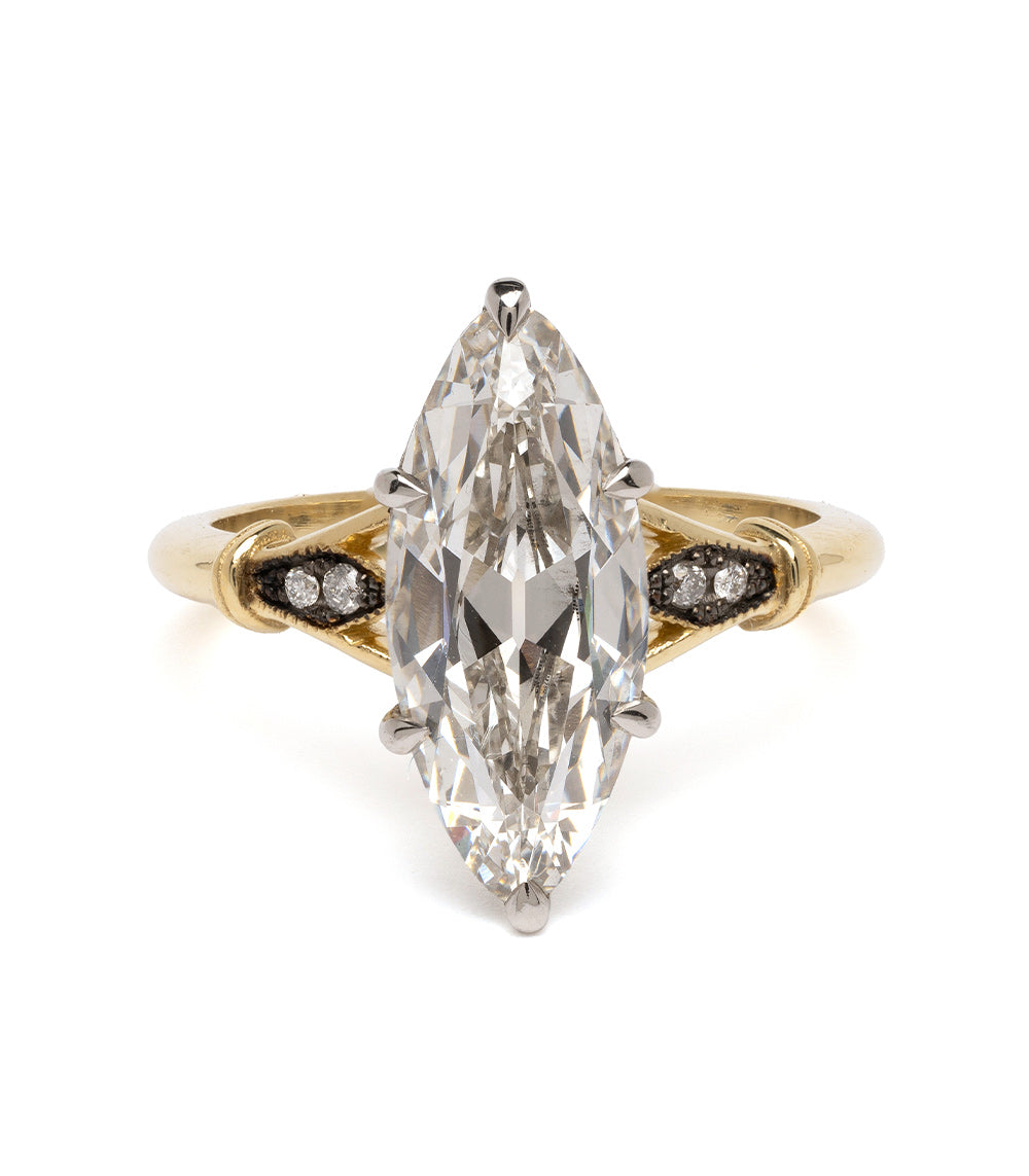 2.5ct Marquise Lab grown Diamond ring, 10kt gold two tone ring