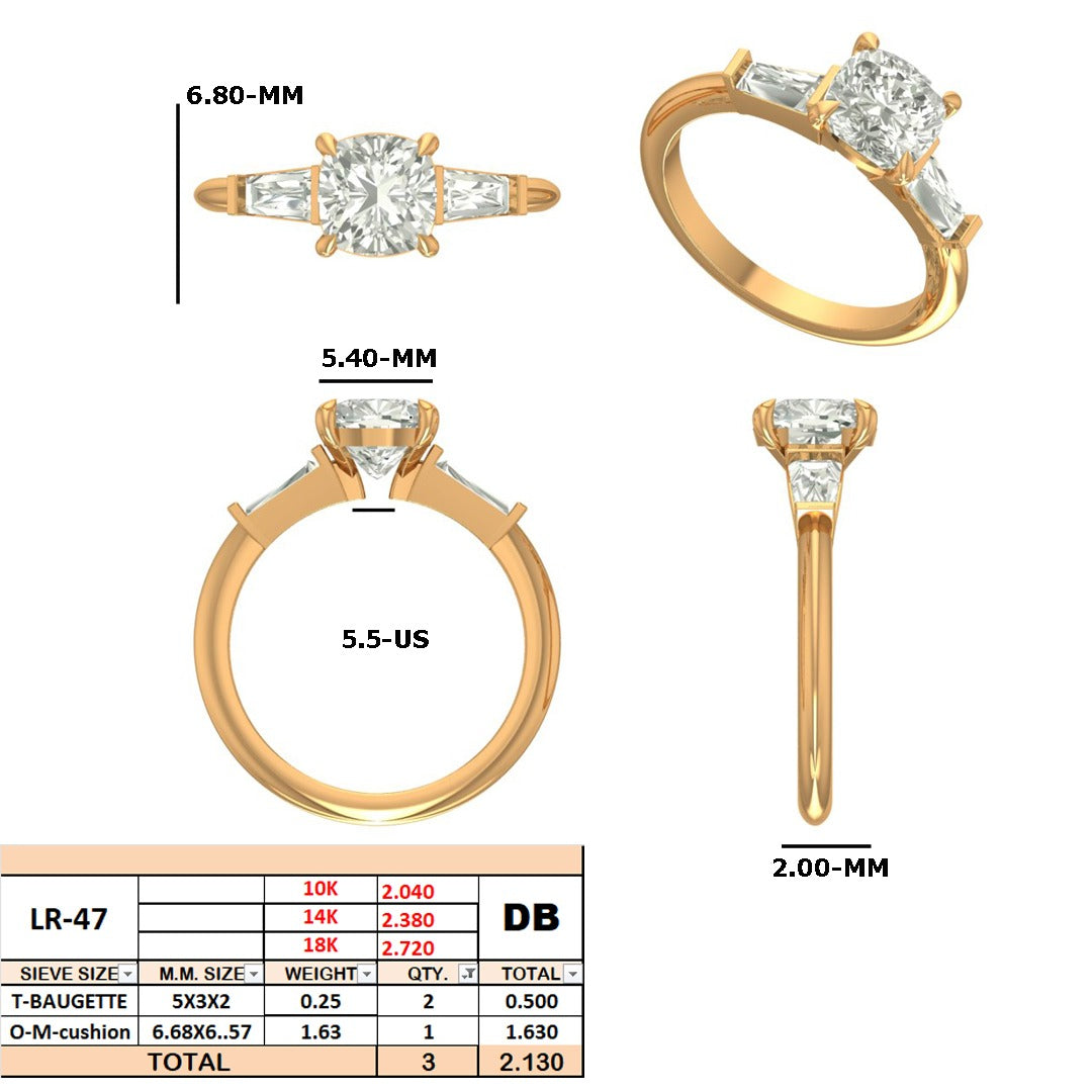 2.10 tcw old mine cut three stone ring - 14k rose gold