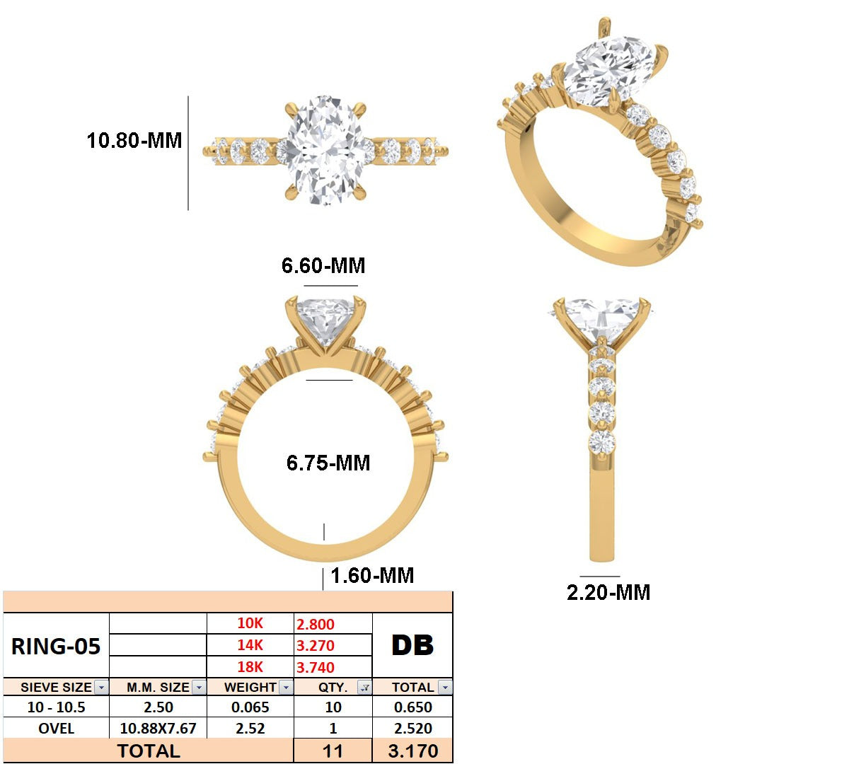3.15 tcw Oval engagement ring