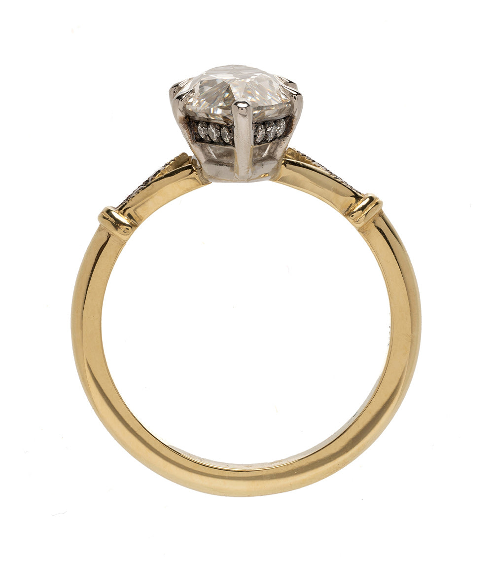 2.5ct Marquise Lab grown Diamond ring, 10kt gold two tone ring