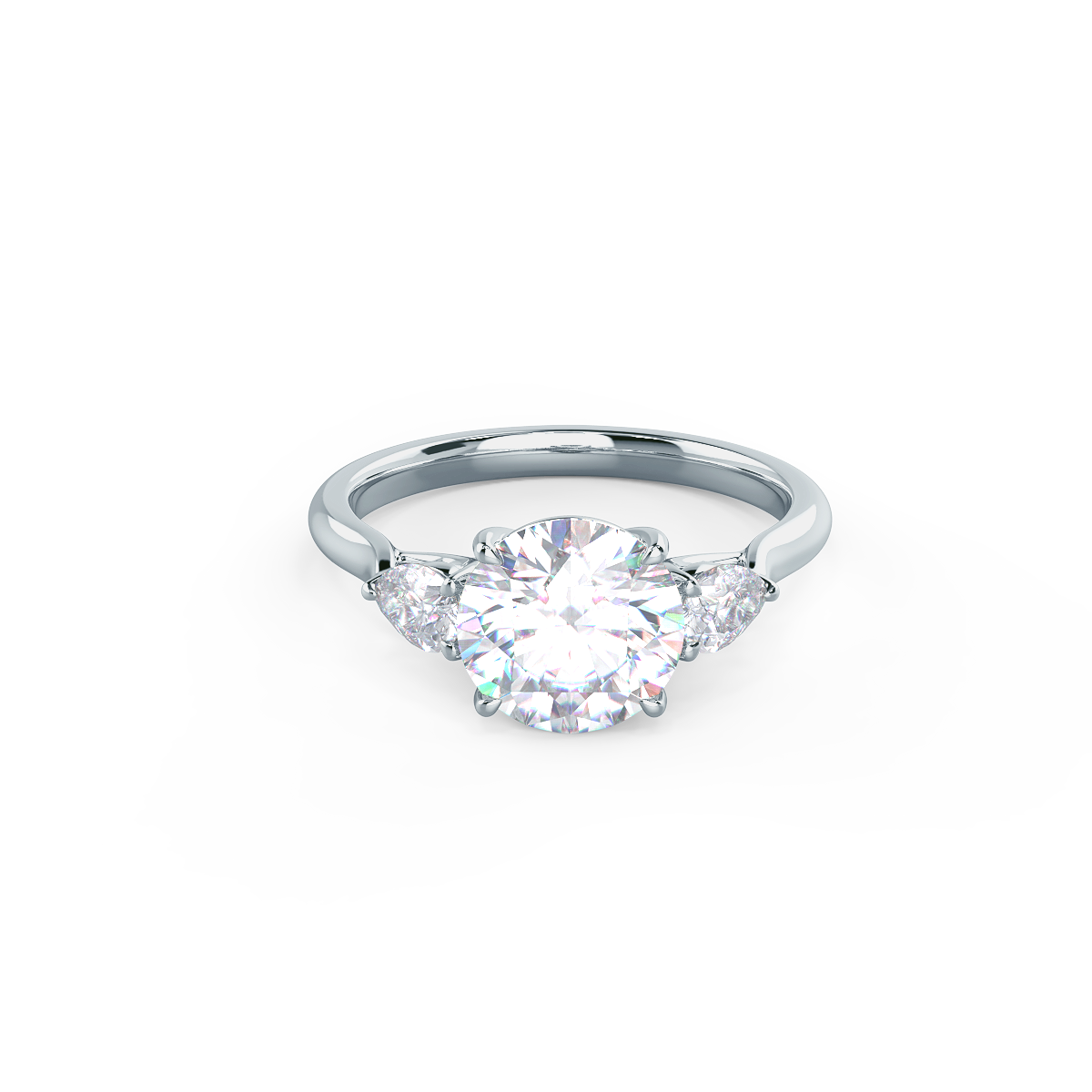 ROUND AND PEAR SETTING Lab-Created Diamond Ring DEF Color VS+ Clarity