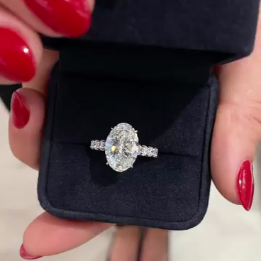 Oval 5.20tcw Lab Diamond Engagement Ring with Side Stones | IGI Certified