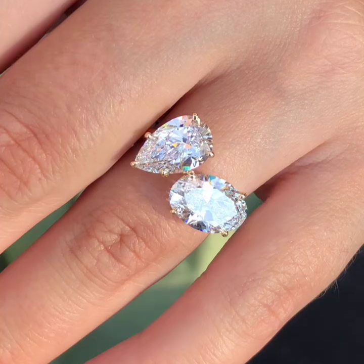 Pear And Oval 3.00tcw Lab Grown Diamond Toi et Moi Engagement Ring, DEF Color, VVS-VS Clarity