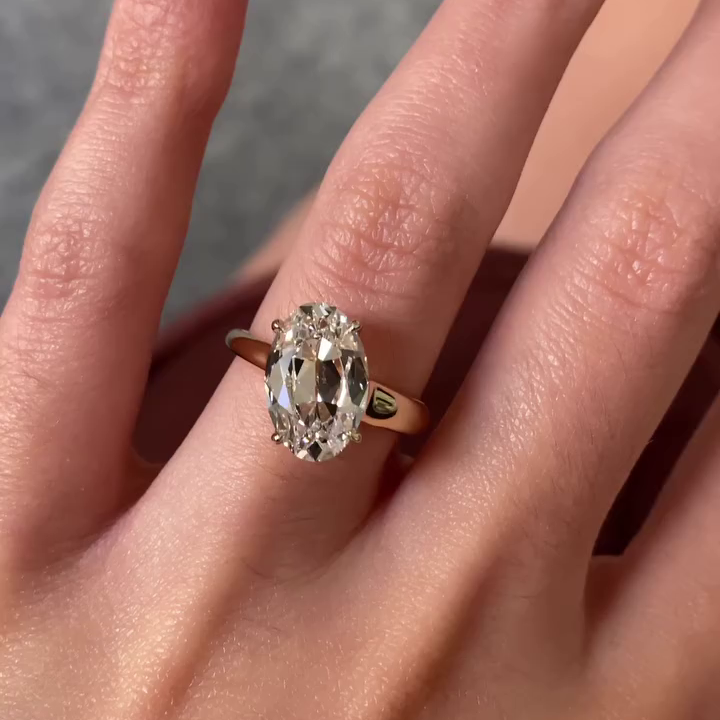 Oval Old Mine 2.00tcw Lab Grown Diamond Cathedral Solitaire Engagement Ring, DEF Color, VVS-VS Clarity