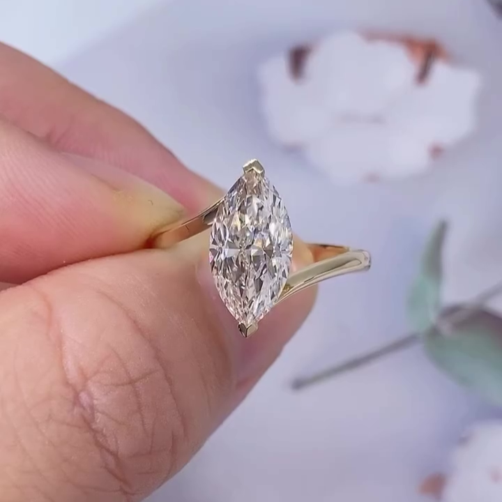 Marquise 2.50tcw Lab Diamond Bypass Ring | IGI Certified | D-E-F VVS–VS | Custom Gold | AntiqueCut