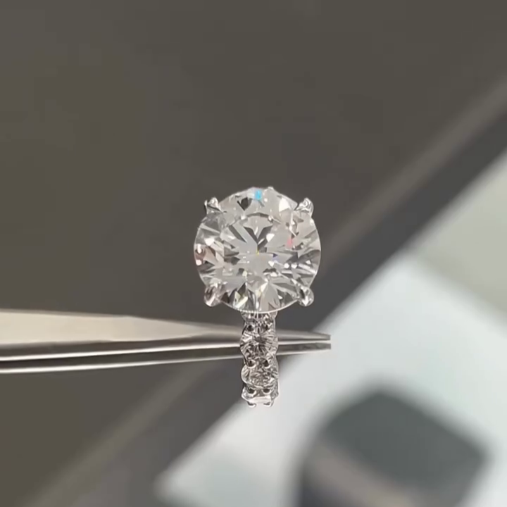 Round 5.20tcw Lab Grown Diamond Scalloped Pave Engagement Ring, EF Color, VS Clarity