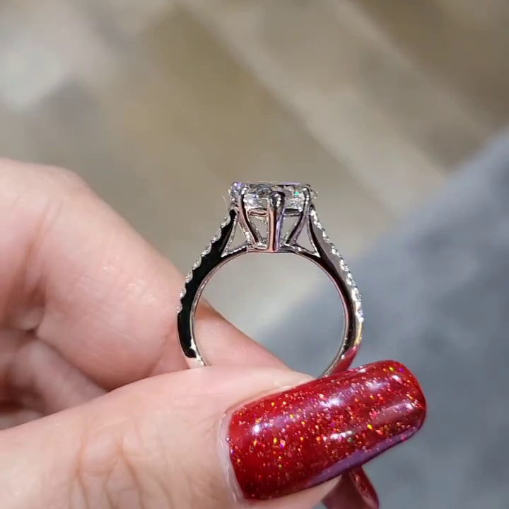 2.40tcw Heart Lab Diamond Engagement Ring | Cathedral Setting | IGI Certified