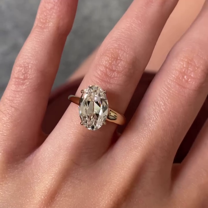 Oval Old Mine 2.00tcw Lab Grown Diamond Cathedral Solitaire Engagement Ring, DEF Color, VVS-VS Clarity
