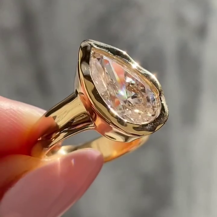 Pear 5.00ct Lab Diamond Bezel Engagement Ring | IGI DEF VVS–VS