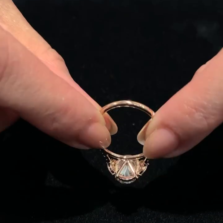 Oval 3.10tcw Lab Grown Diamond Three Stone Pave Engagement Ring, D-E-F Color, VVS-VS Clarity
