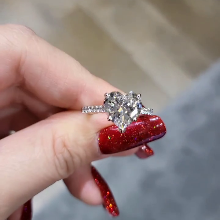 2.40tcw Heart Lab Diamond Engagement Ring | Cathedral Setting | IGI Certified