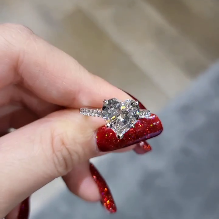 2.40tcw Heart Lab Diamond Engagement Ring | Cathedral Setting | IGI Certified