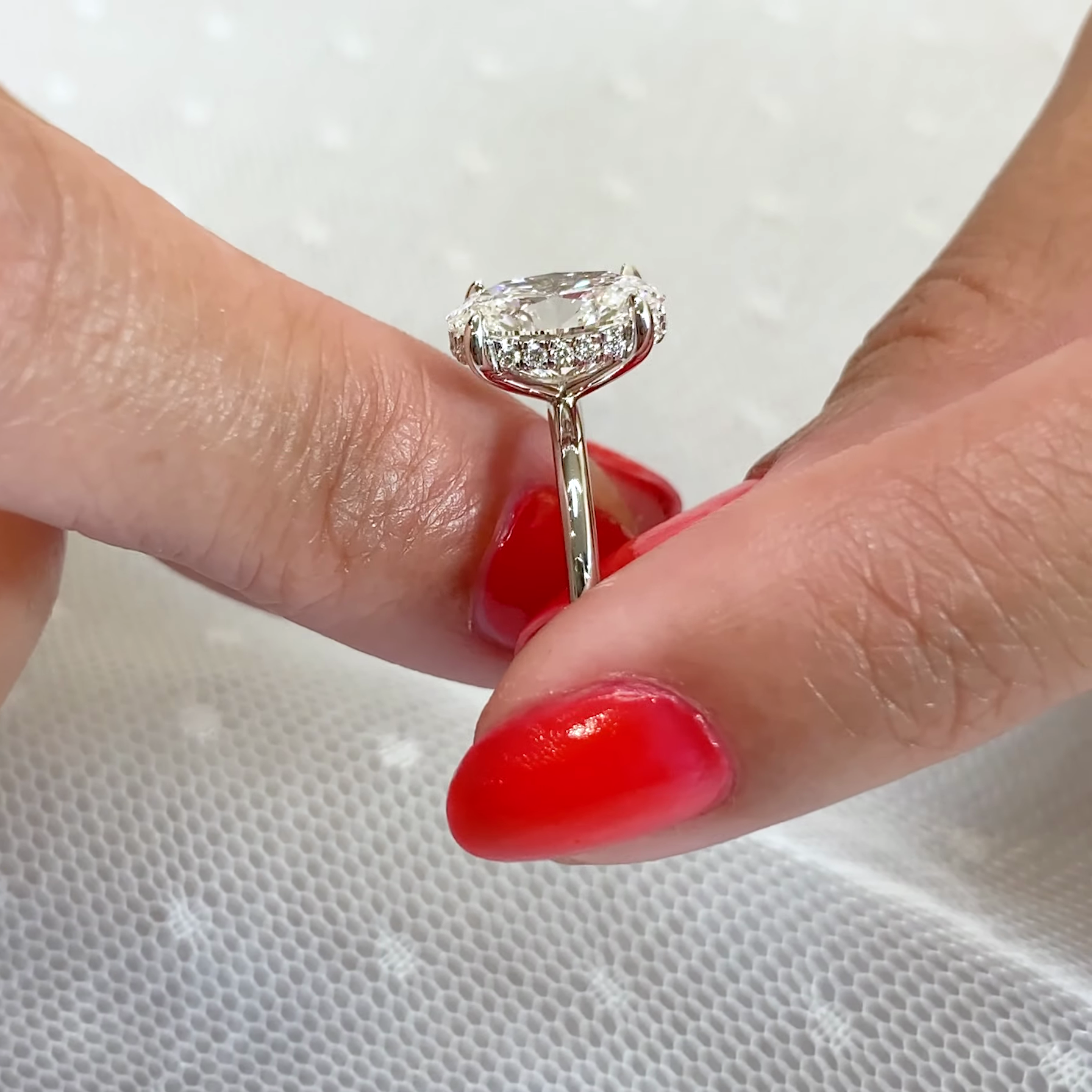 Oval 2.70tcw Lab Grown Diamond Pave Basket Solitaire Engagement Ring, D-E-F Color, VVS-VS Clarity - IGI Certified