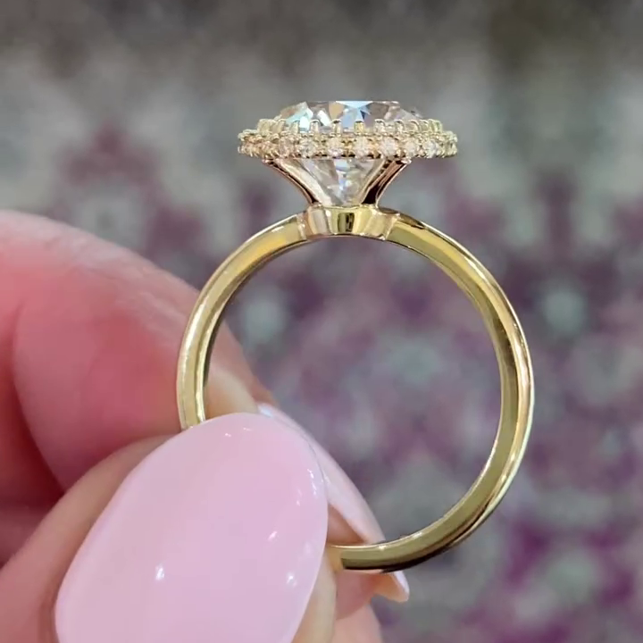 Pear 2.90tcw Lab Grown Diamond Halo, Hidden Halo Solitaire Engagement Ring, D-E-F Color, VVS-VS Clarity