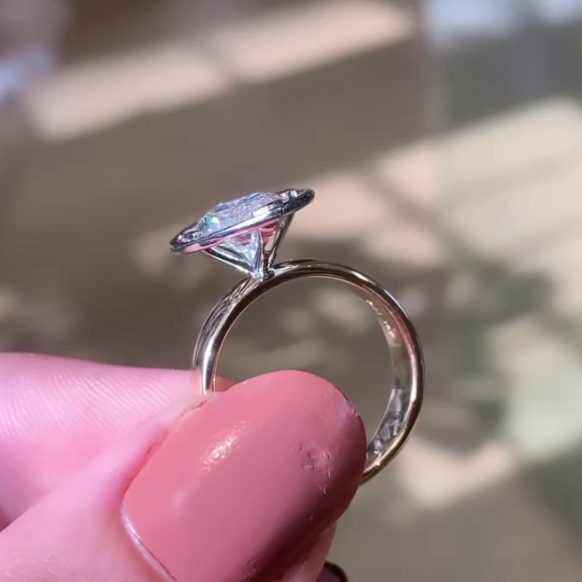 Marquise 4.50ct Lab Grown Diamond Wire Halo Engagement Ring, E-F Color, VVS-VS Clarity