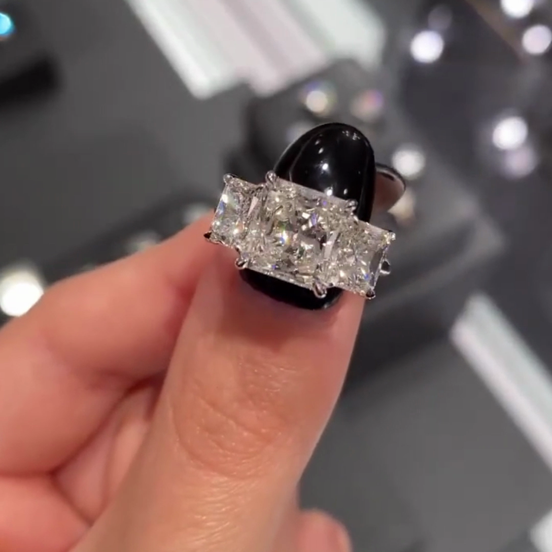 6.00tcw Princess Lab Diamond Three Stone Engagement Ring | IGI Certified