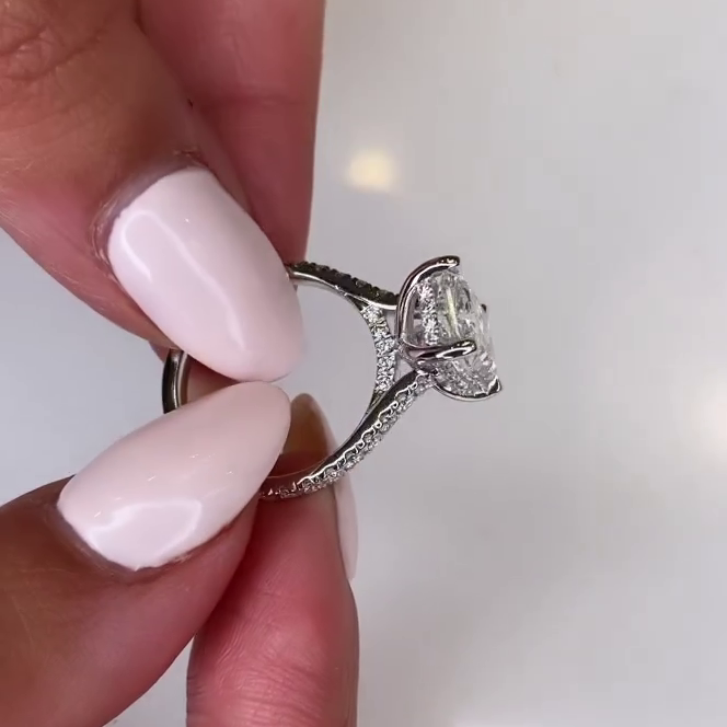 Radiant 5.50tcw Lab Grown Diamond Hidden Halo Engagement Ring, DEF Color, VVS-VS Clarity - IGI Certified
