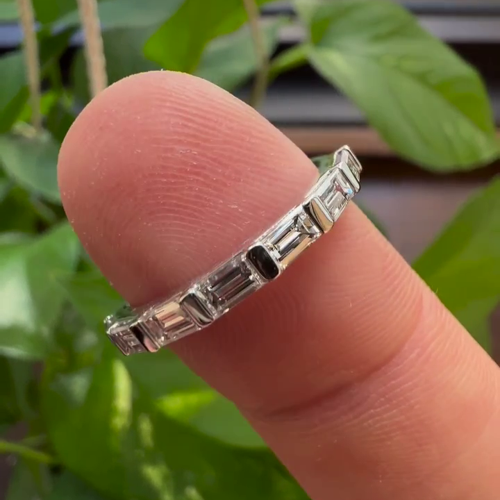 0.70tcw Baguette Lab Diamond Ring | Half Eternity Wedding Band | DEF VVS–VS