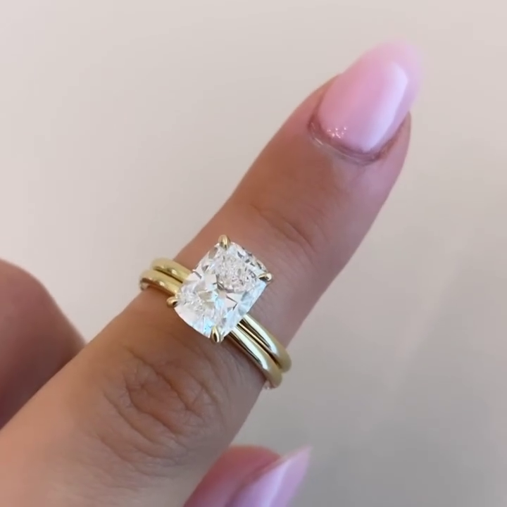 Elongated Cushion 2.10tcw Lab Grown Diamond Solitaire Engagement Ring, D-E-F Color, VVS-VS Clarity - IGI Certified