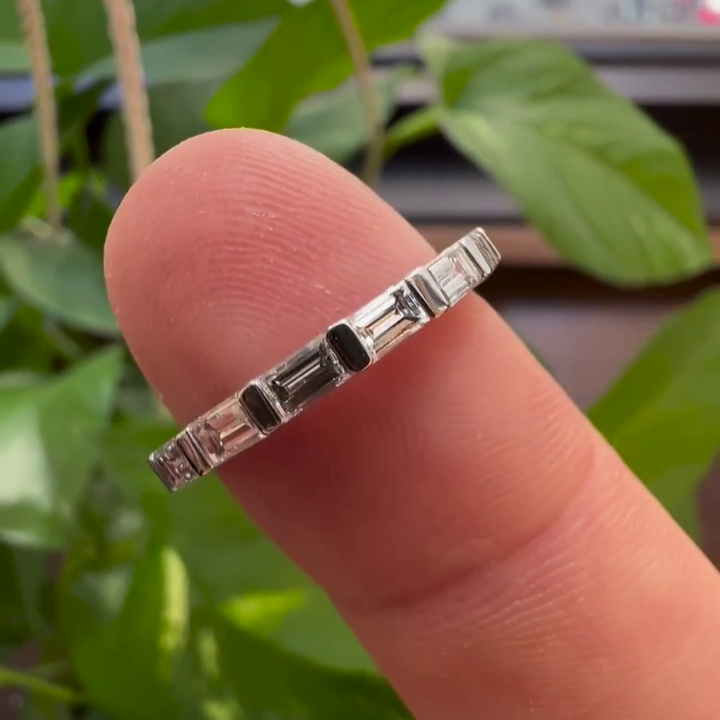 0.70tcw Baguette Lab Diamond Ring | Half Eternity Wedding Band | DEF VVS–VS