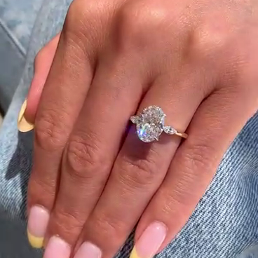 Oval 3.50tcw Lab Grown Diamond Three Stone Engagement Ring, DEF Color, VVS-VS Clarity