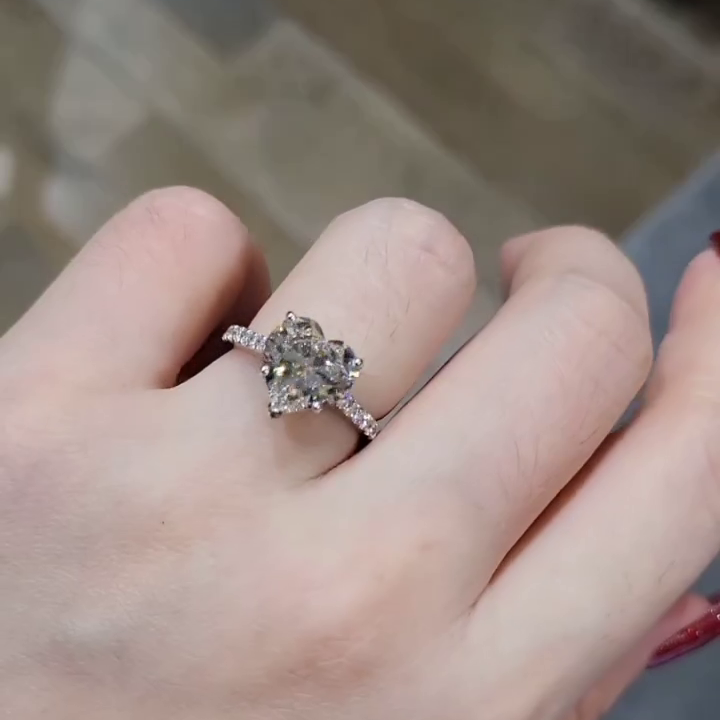 2.40tcw Heart Lab Diamond Engagement Ring | Cathedral Setting | IGI Certified