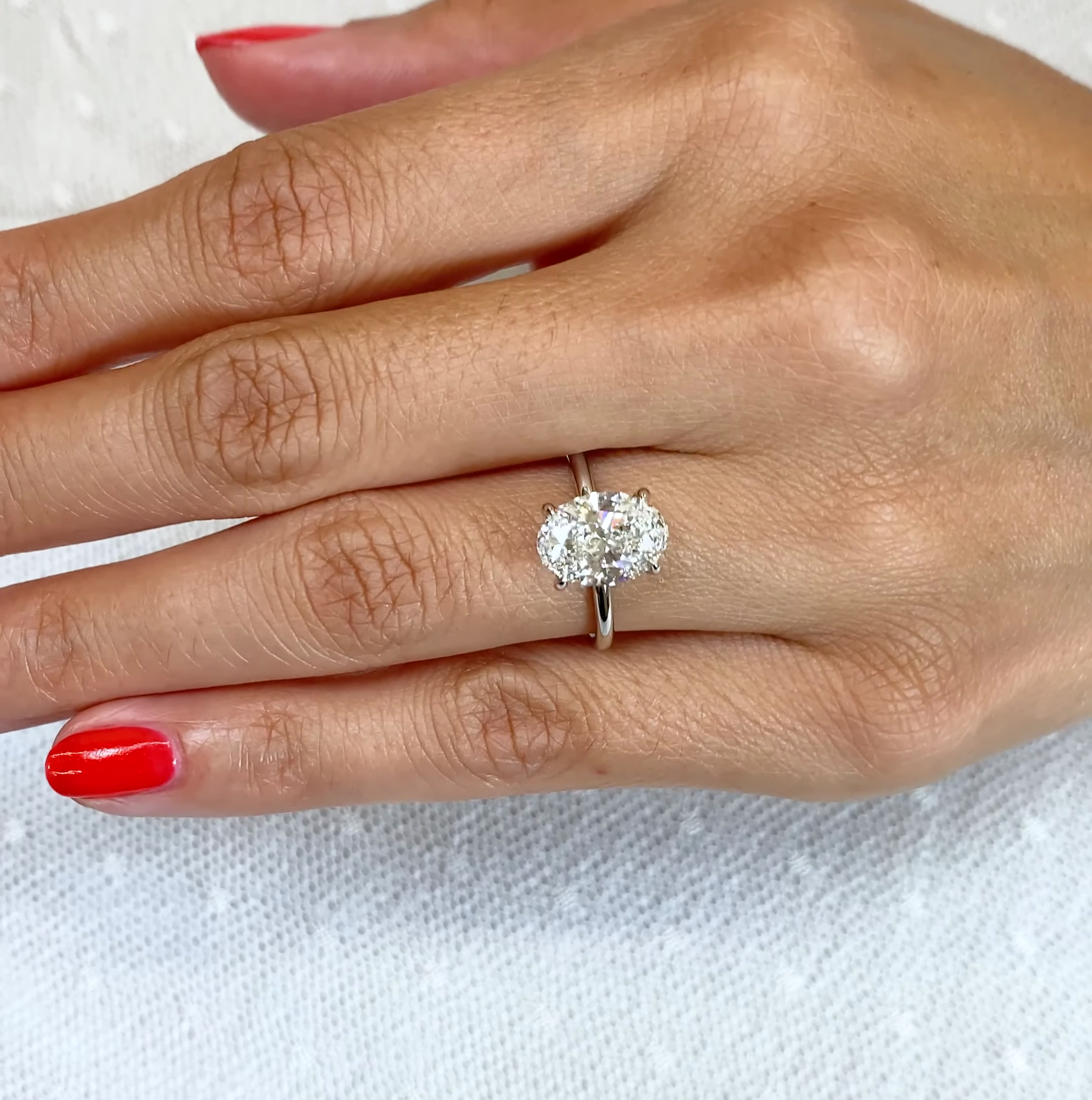 Oval 2.70tcw Lab Grown Diamond Pave Basket Solitaire Engagement Ring, D-E-F Color, VVS-VS Clarity - IGI Certified