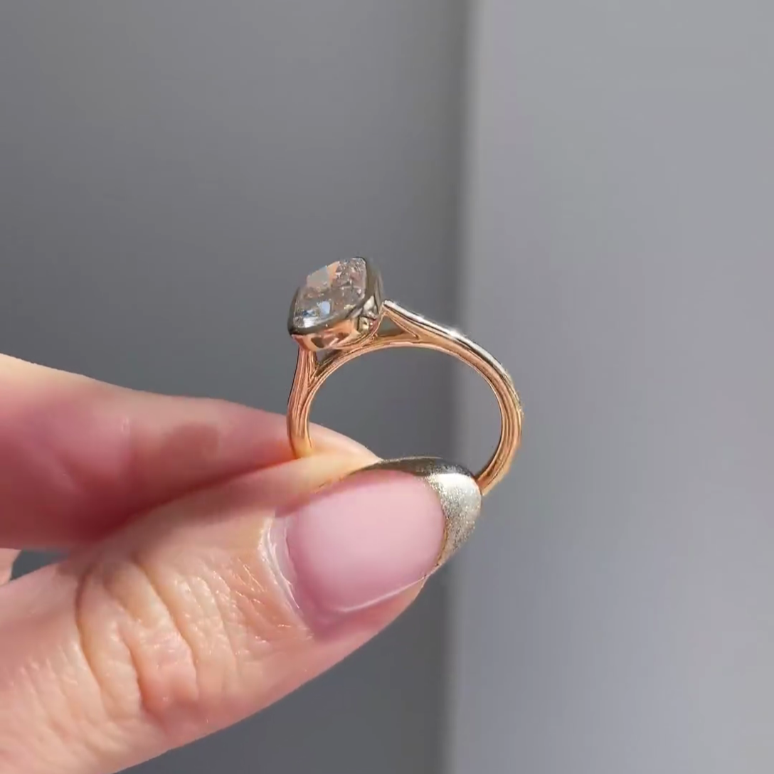 Elongated Cushion 2.50ct Lab Diamond Cathedral Bezel Engagement Ring | IGI Certified