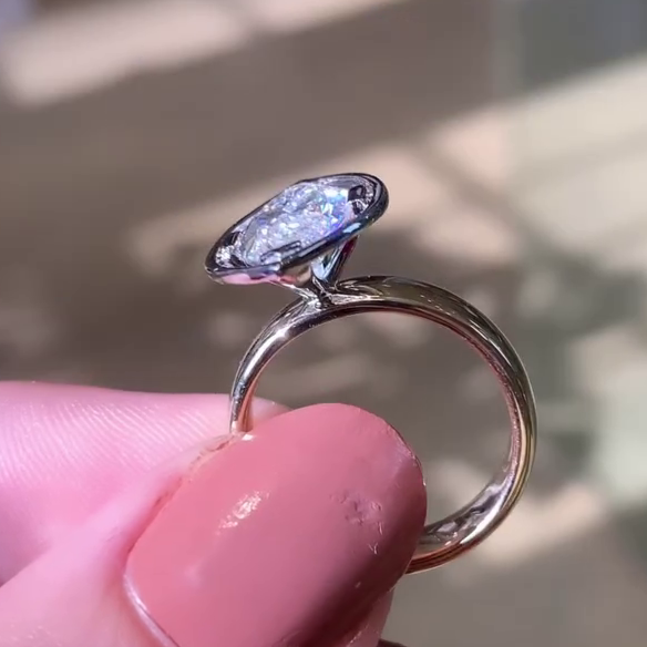 Marquise 4.50ct Lab Grown Diamond Wire Halo Engagement Ring, E-F Color, VVS-VS Clarity