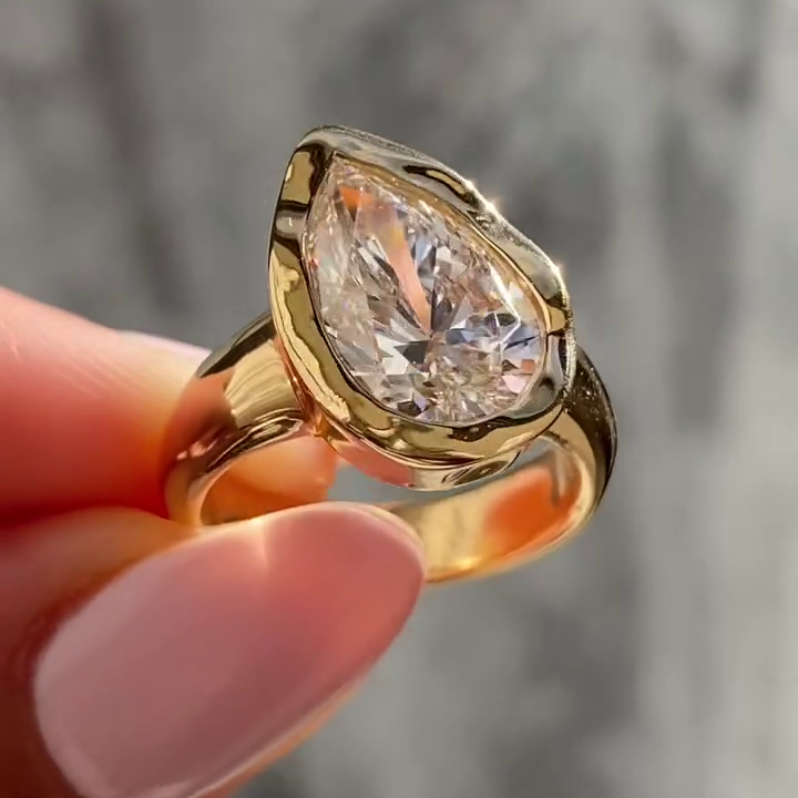 Pear 5.00ct Lab Diamond Bezel Engagement Ring | IGI DEF VVS–VS