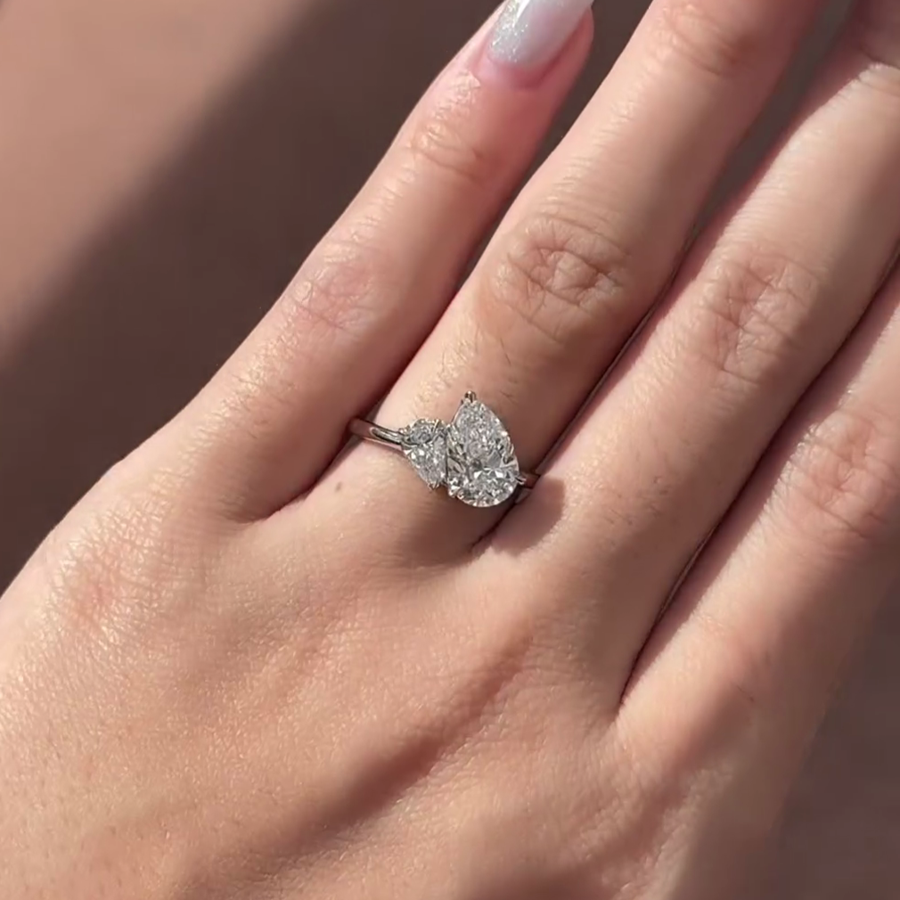 Toi Et Moi 1.80ct Lab Diamond Ring | Double Pear | IGI Certified | Custom Gold & Platinum Ring