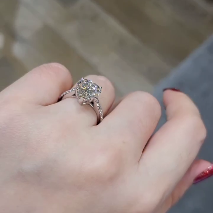 2.40tcw Heart Lab Diamond Engagement Ring | Cathedral Setting | IGI Certified